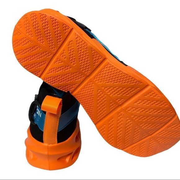 Black Graphic Slip On Style Orange Rubber Sneakers - Picture 3 of 4